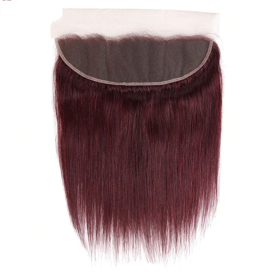10″ – 20″ #99J Color Straight Human Hair 13*4 Lace Frontal with Pre Plucked Natural Hairline