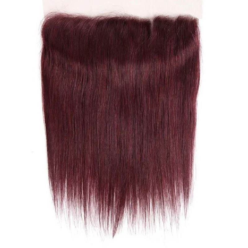 10″ – 20″ #99J Color Straight Human Hair 13*4 Lace Frontal with Pre Plucked Natural Hairline