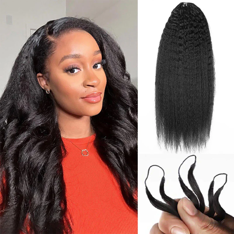 14″ – 24″ Natural Color Kinky Straight Human Hair Crochet Hair