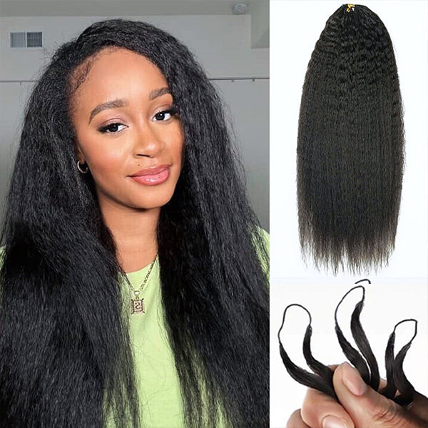 14″ – 24″ Natural Color Kinky Straight Human Hair Crochet Hair