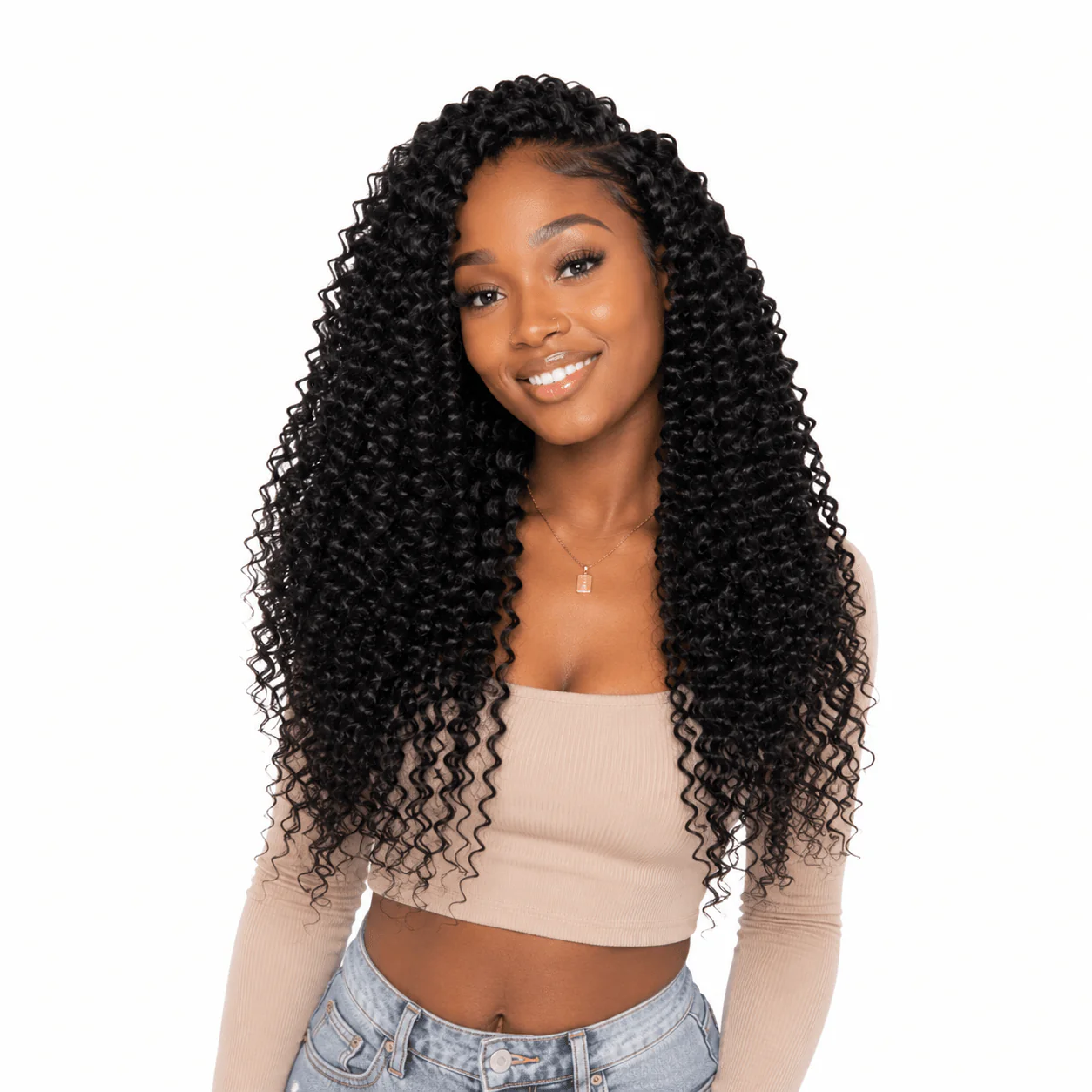 14″ – 24″ Natural Color Deep Curly Human Hair Crochet Hair
