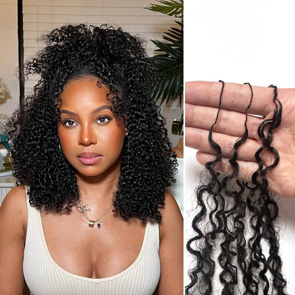 14″ – 24″ Natural Color Kinky Curly Human Hair Crochet Hair