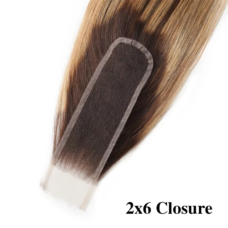 10″ – 20″ Highlight Color Natural Straight Human Hair 2*6 Lace Closure