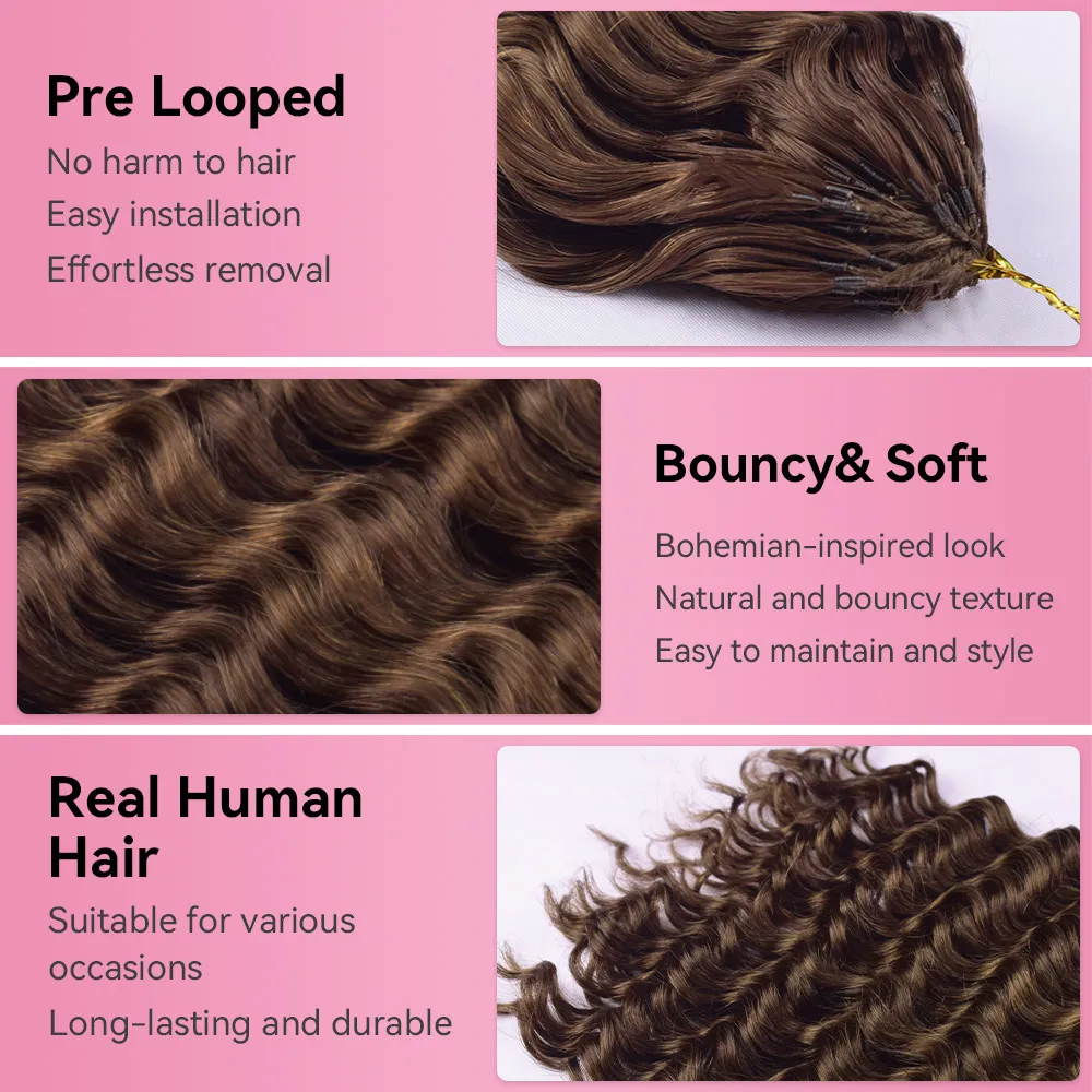 14″ – 24″ #4 Deep Wave Human Hair Crochet Hair