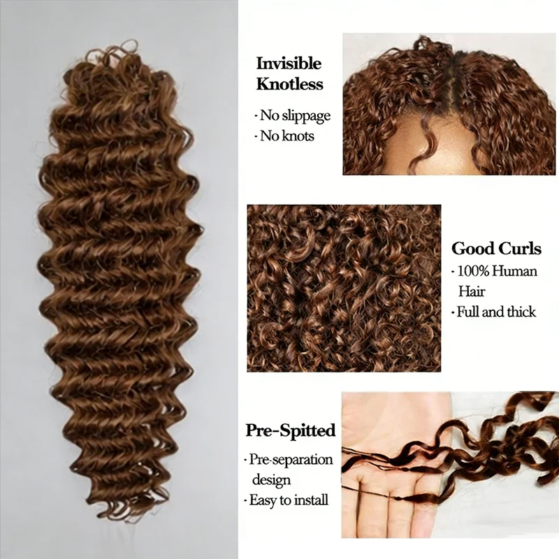 14″ – 24″ #4 Deep Wave Human Hair Crochet Hair