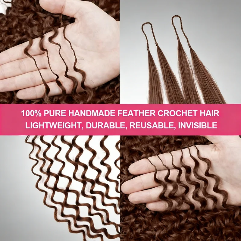 14″ – 24″ #4 Deep Wave Human Hair Crochet Hair