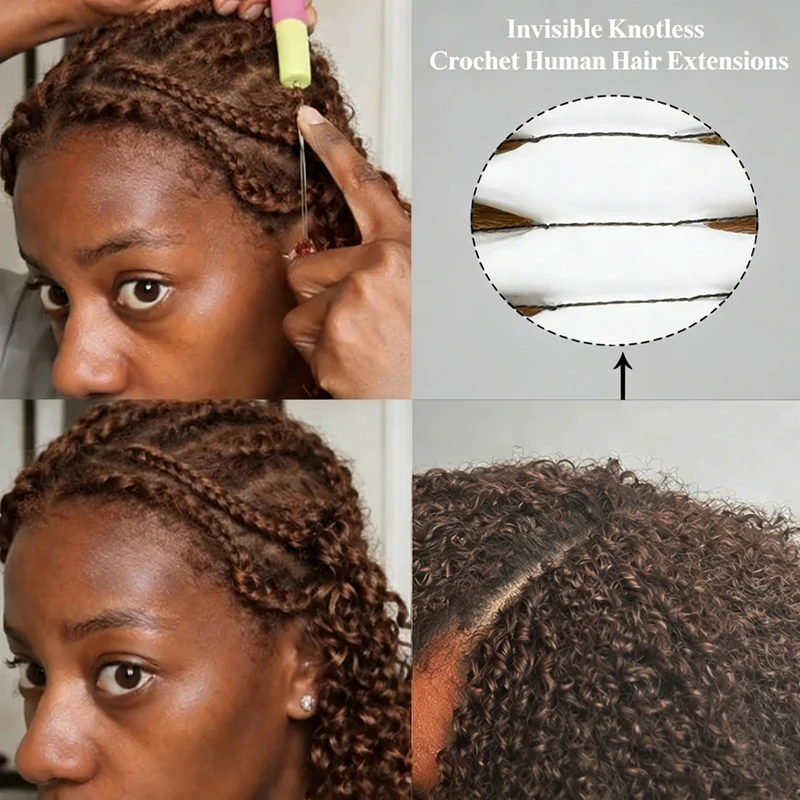 14″ – 24″ #4 Deep Wave Human Hair Crochet Hair