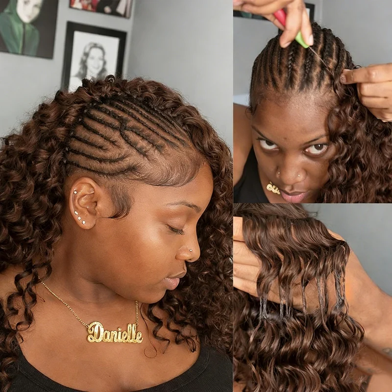 14″ – 24″ #4 Deep Wave Human Hair Crochet Hair