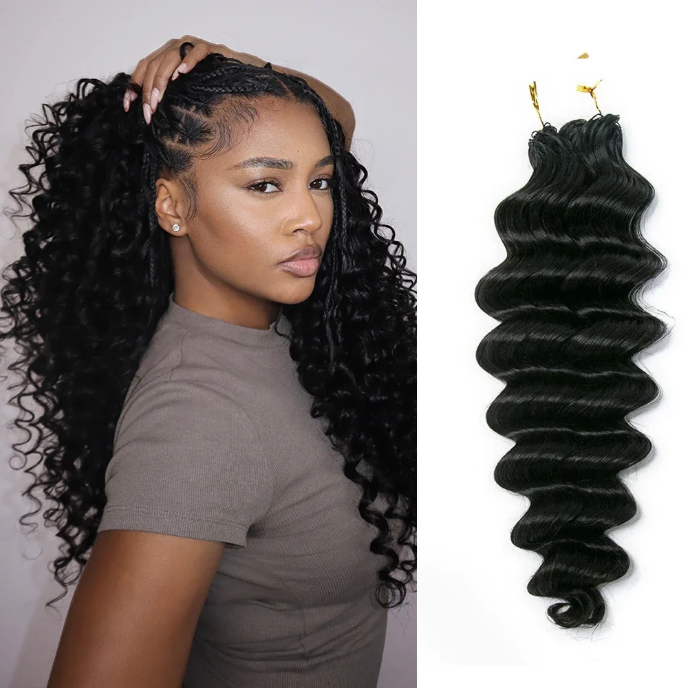 14″ – 24″ Natural Color Deep Wave Human Hair Crochet Hair