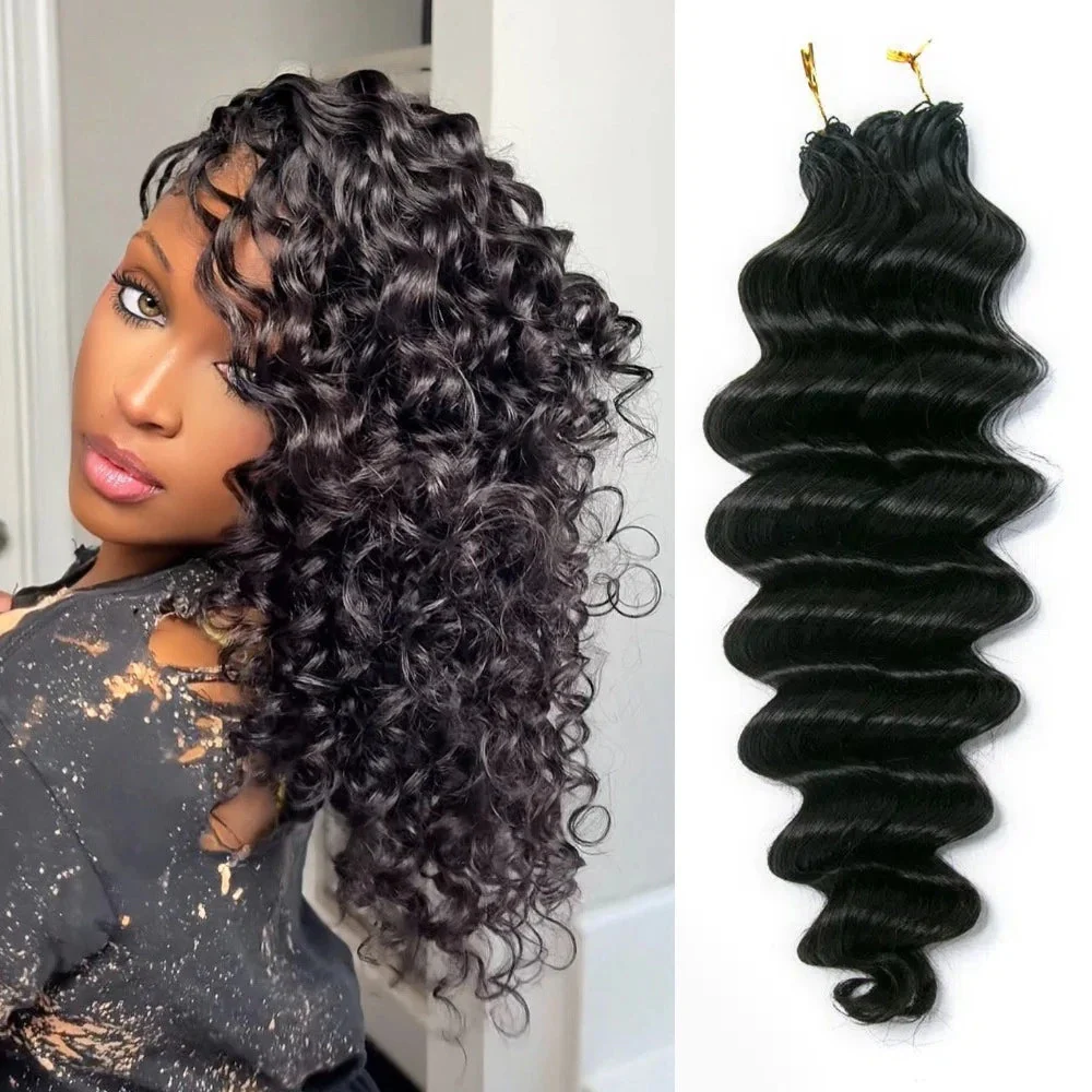 14″ – 24″ Natural Color Deep Wave Human Hair Crochet Hair