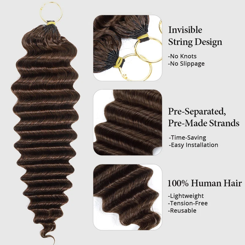 14″ – 24″ #2 Deep Wave Human Hair Crochet Hair