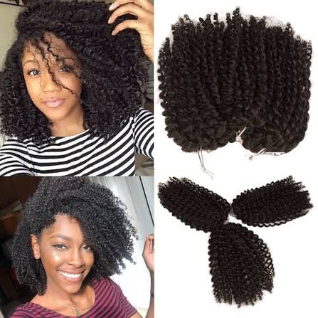 14″ – 24″ Natural Color Afro Kinky Curly Human Hair Crochet Hair