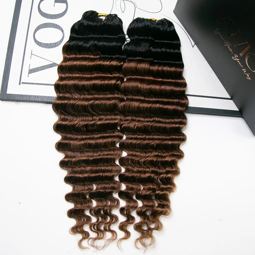 14″ – 24″ #1B/30 Deep Wave Human Hair Crochet Hair