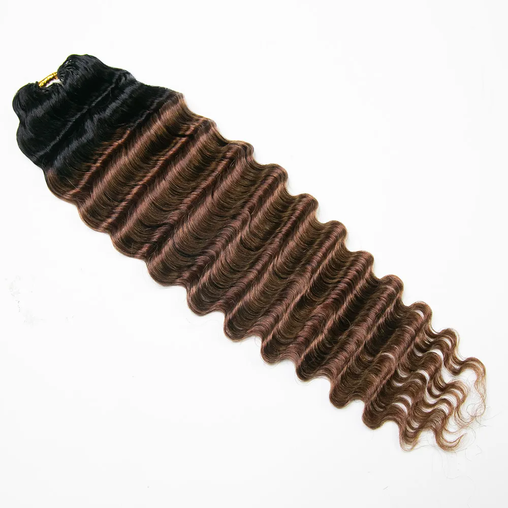 14″ – 24″ #1B/30 Deep Wave Human Hair Crochet Hair