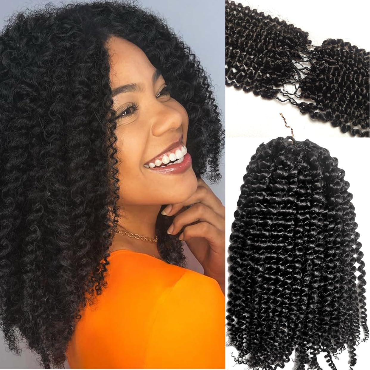 14″ – 24″ Natural Color Afro Kinky Curly Human Hair Crochet Hair