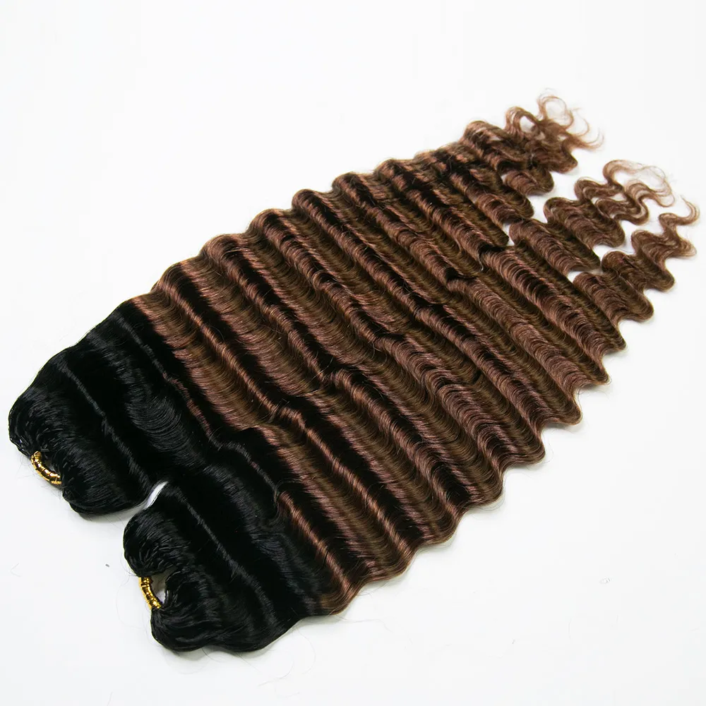 14″ – 24″ #1B/30 Deep Wave Human Hair Crochet Hair