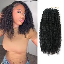 14″ – 24″ Natural Color Afro Kinky Curly Human Hair Crochet Hair