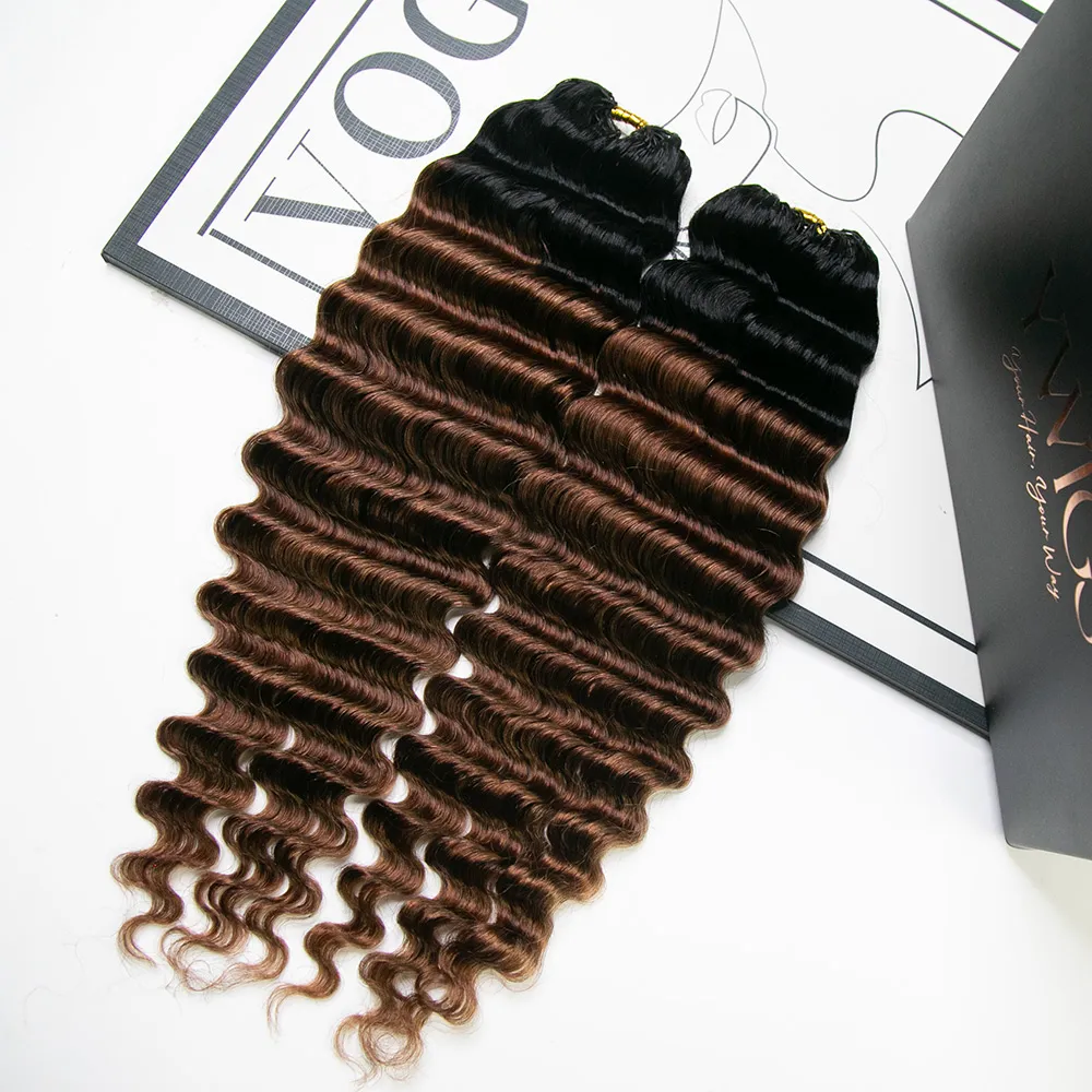 14″ – 24″ #1B/30 Deep Wave Human Hair Crochet Hair