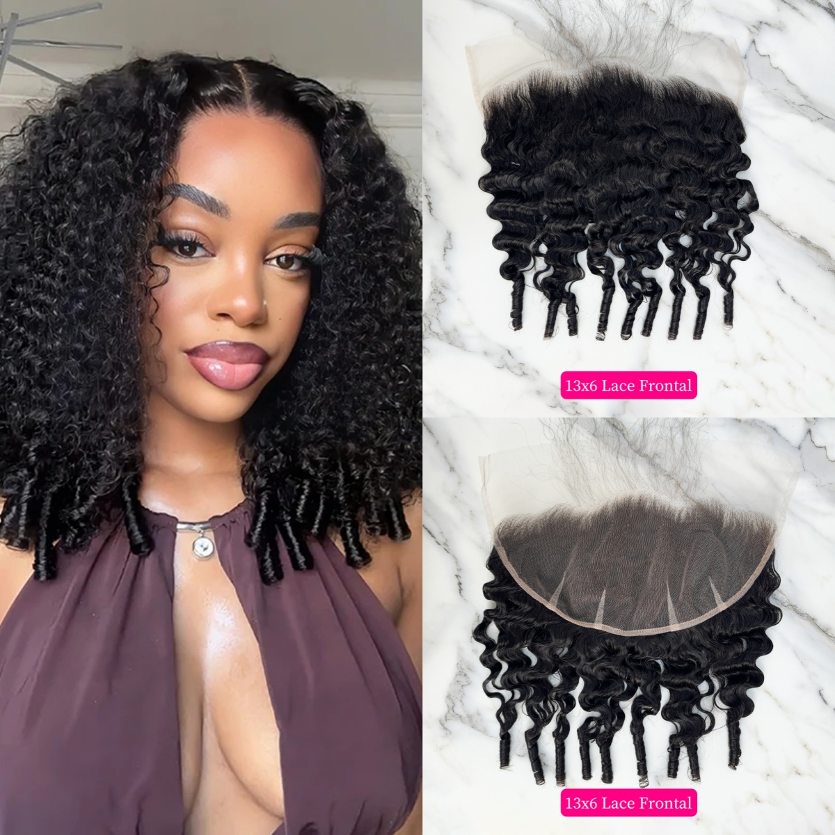 10″ – 20″ Natural Black Color Burmese Wave Human Hair 13*6 Lace Frontal with Pre Plucked Natural Hairline