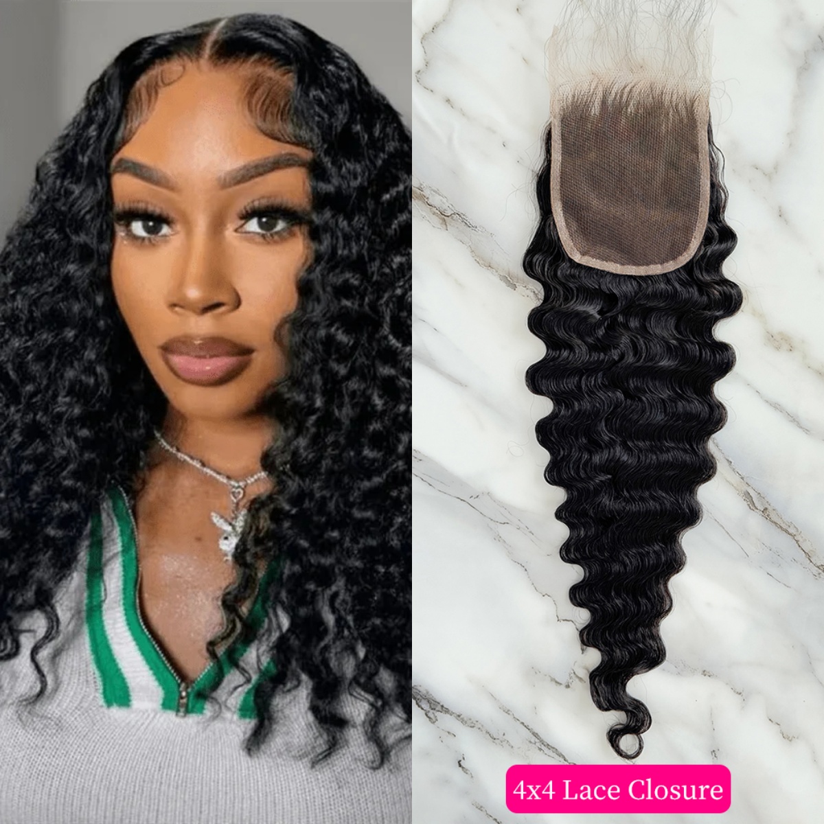 10″ – 20″ Natural Black Color Burmese Curly Human Hair 4*4 Lace Closure