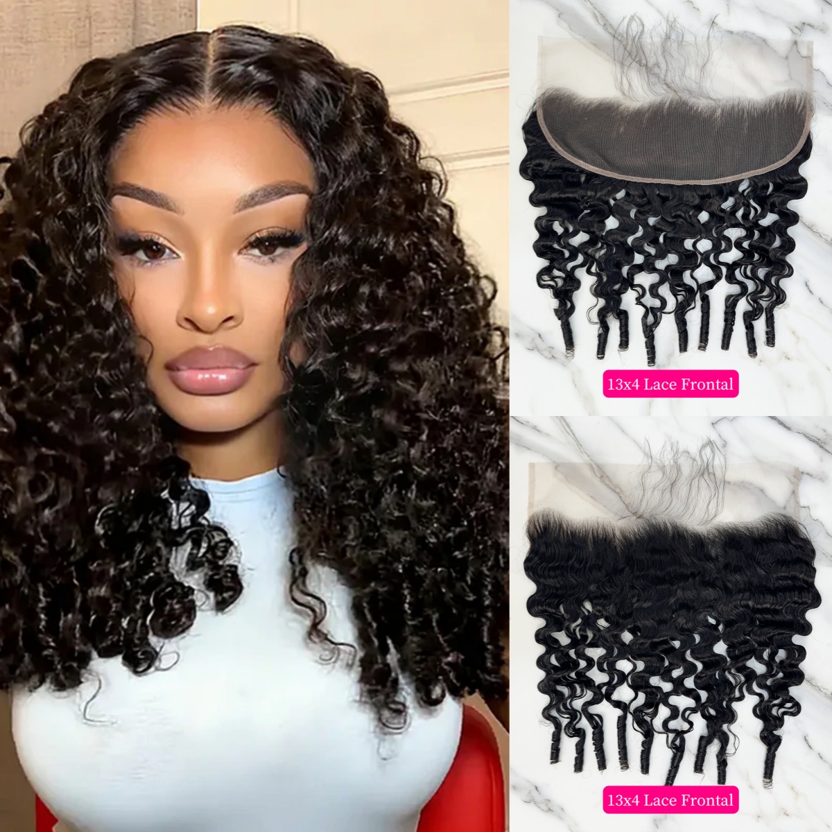 10″ – 20″ Natural Black Color Burmese Wave Human Hair 13*4 Lace Frontal with Pre Plucked Natural Hairline