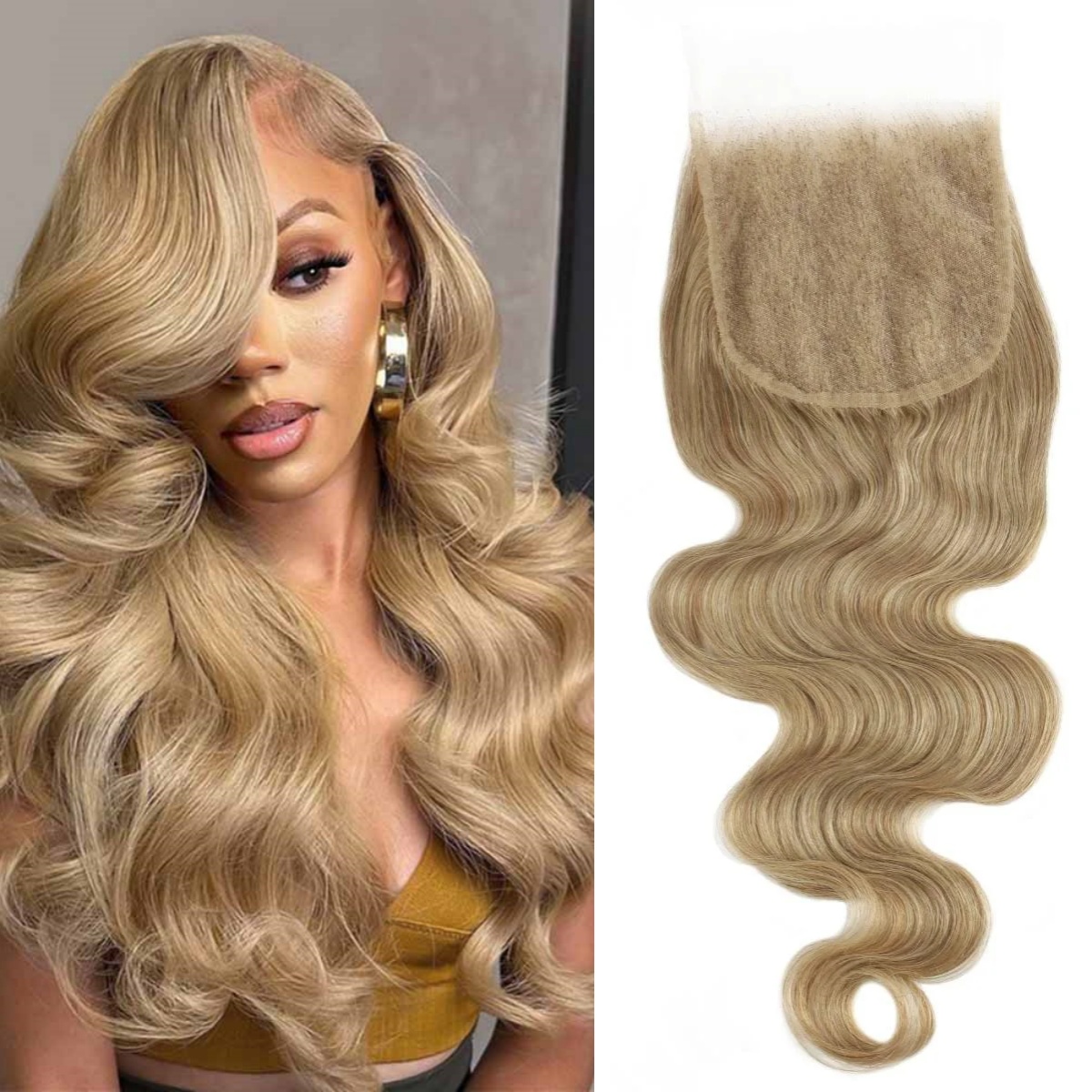 10″ – 20″ Honey Blonde Color Body Wave Human Hair 5*5 Lace Closure