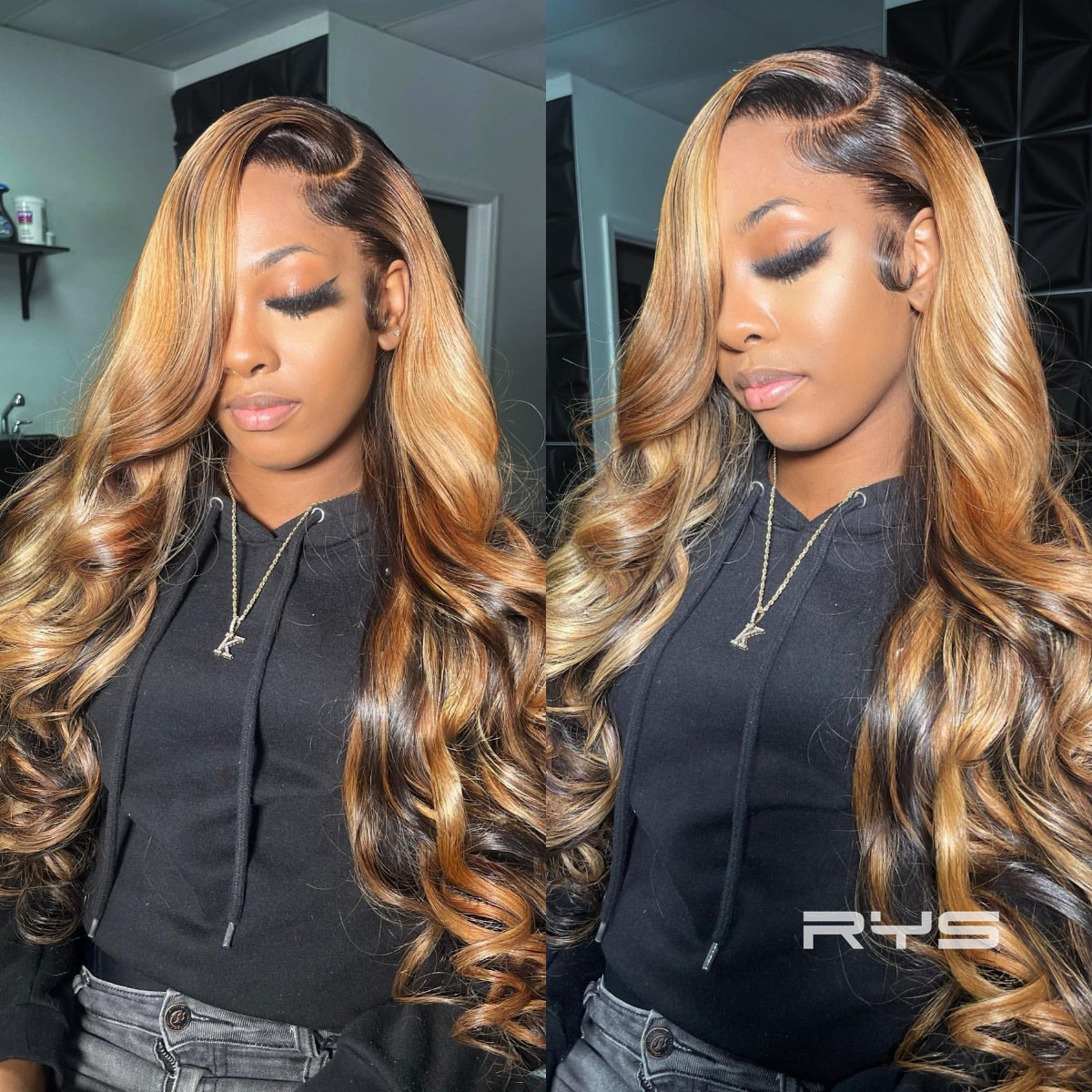 10″ – 40″ Highlight Color Body Wave Human Hair Lace Front Wig