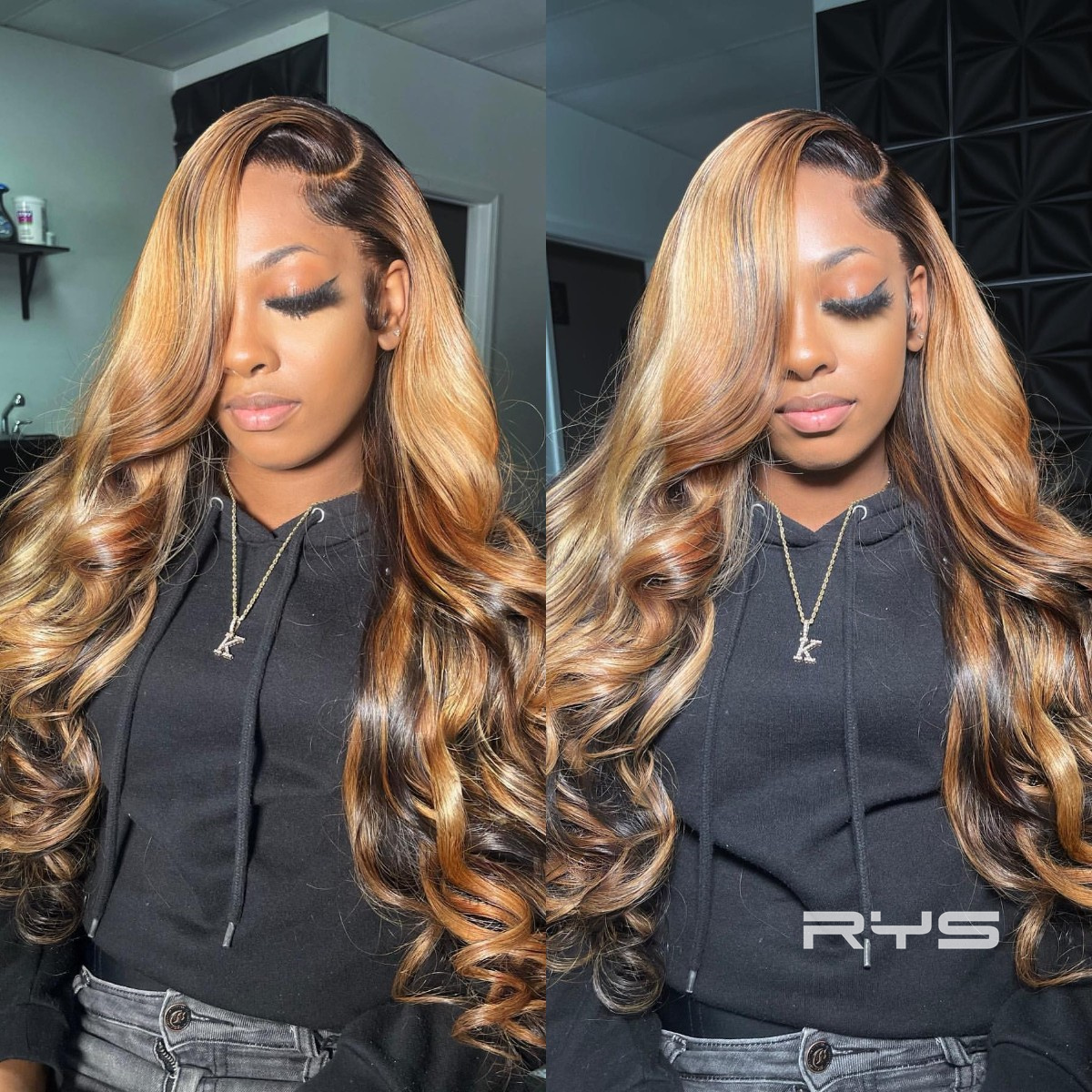 10″ – 40″ Highlight Color Body Wave Human Hair Lace Front Wig