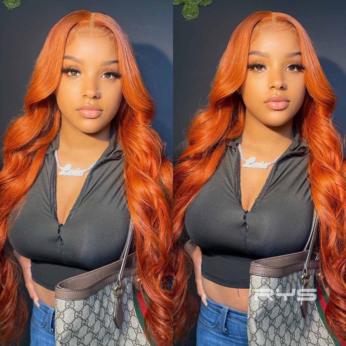 10″ – 40″ Ginger Color Body Wave Human Hair Lace Front Wig