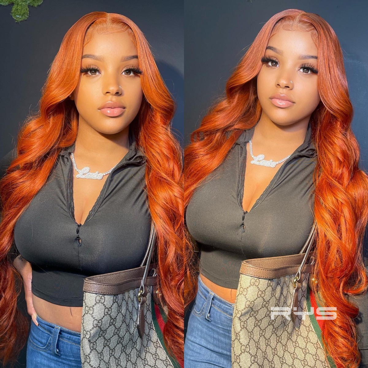 10″ – 40″ Ginger Color Body Wave Human Hair Lace Front Wig