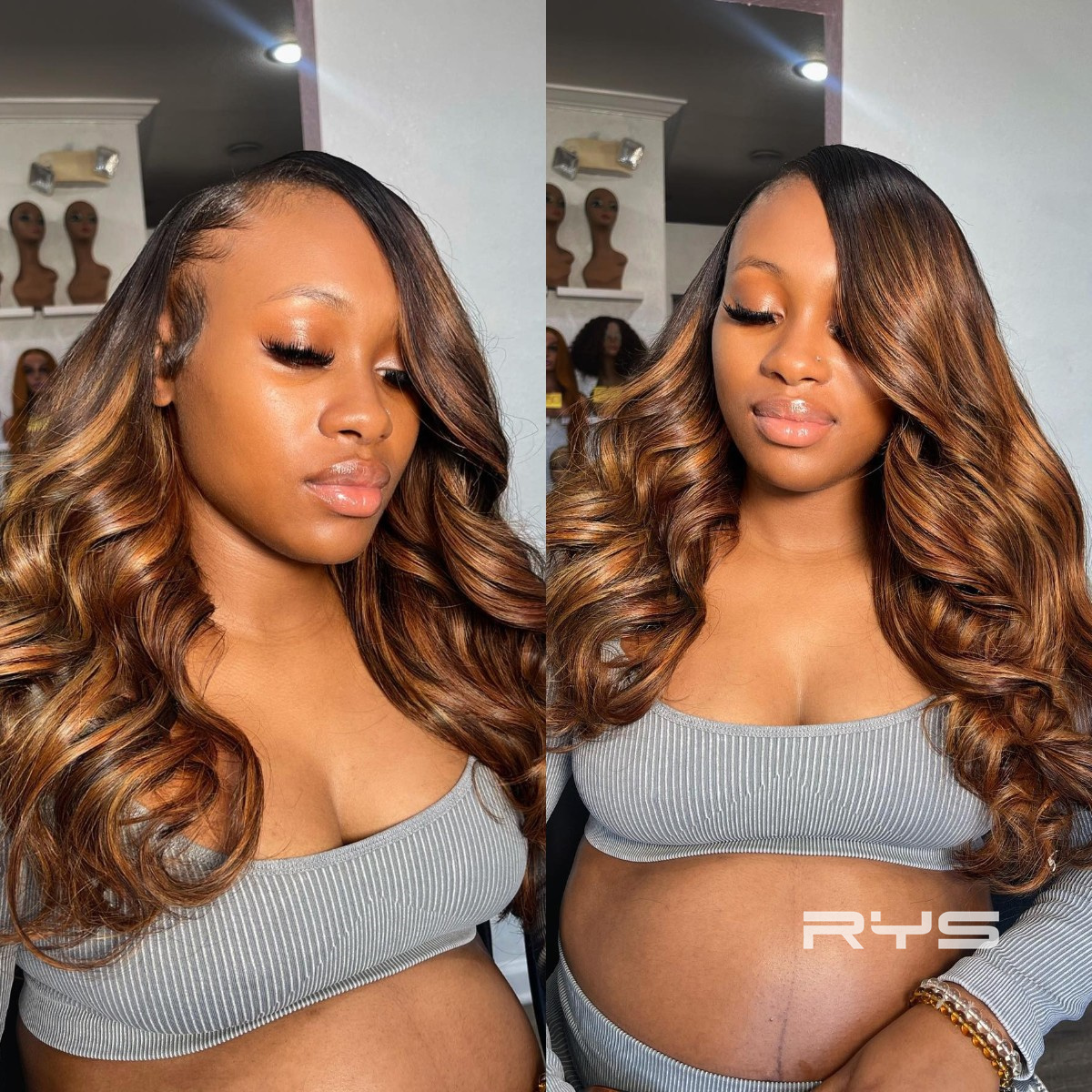 10″ – 40″ Highlight Color Body Wave Human Hair Lace Front Wig