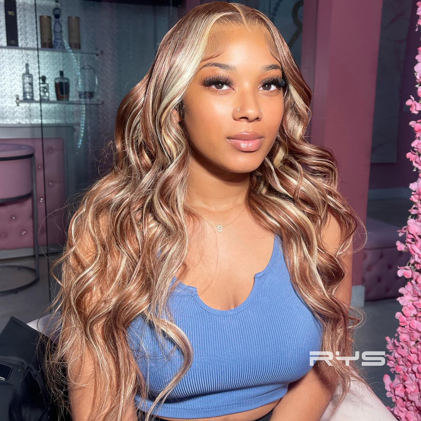 10″ – 40″ Highlight Color Body Wave Human Hair Lace Front Wig