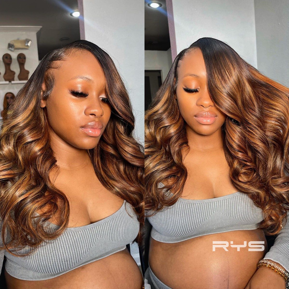 10″ – 40″ Highlight Color Body Wave Human Hair Lace Front Wig