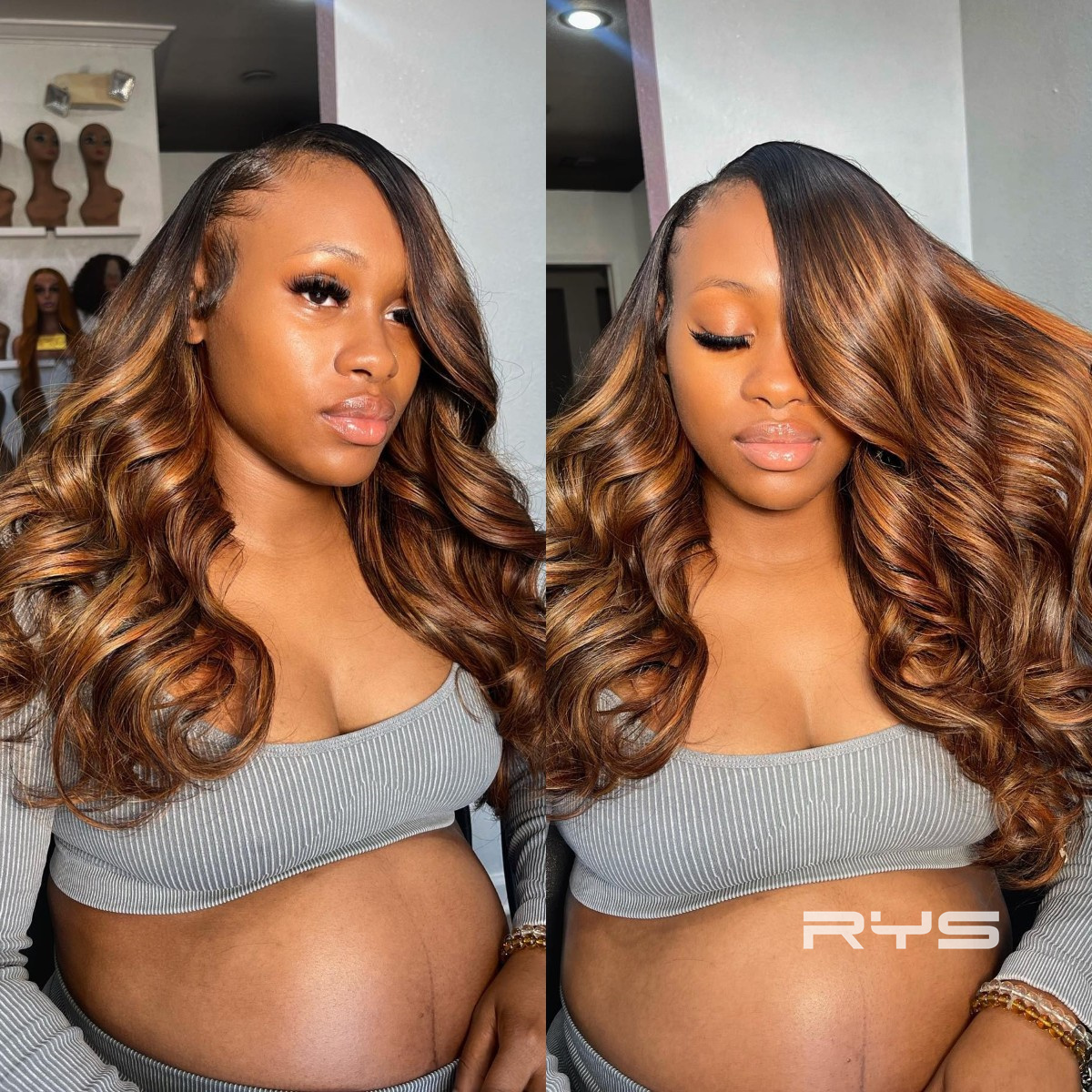 10″ – 40″ Highlight Color Body Wave Human Hair Lace Front Wig