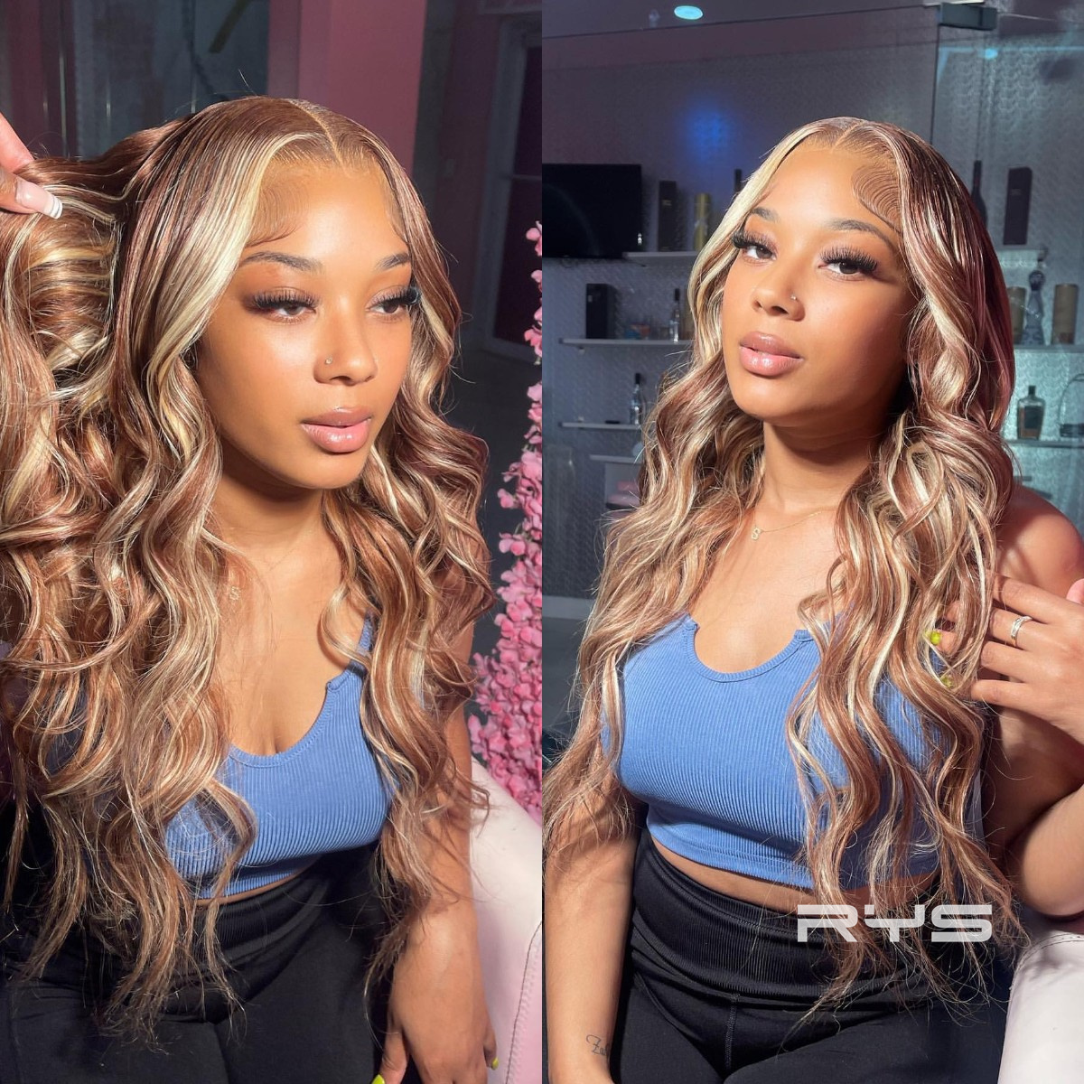 10″ – 40″ Highlight Color Body Wave Human Hair Lace Front Wig