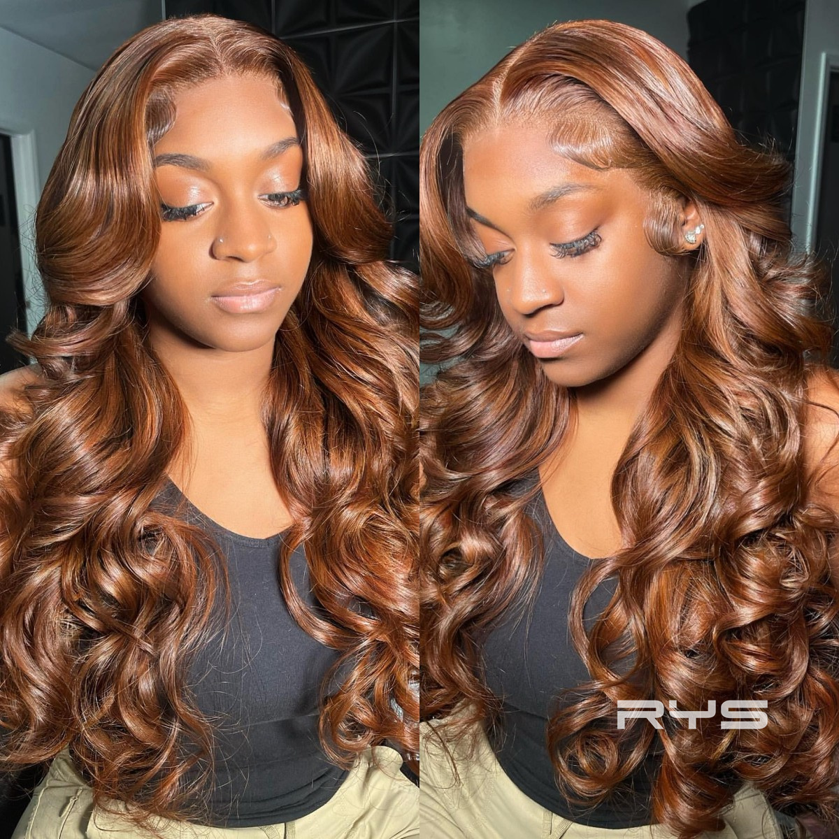 10″ – 40″ Highlight Color Body Wave Human Hair Lace Front Wig