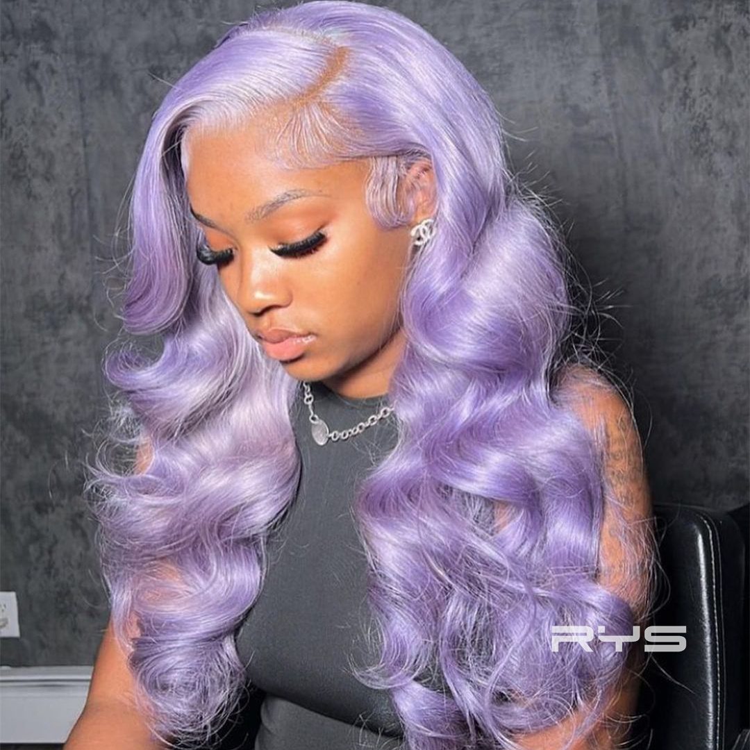 10″ – 40″ Lavender Light Purple Color Body Wave Human Hair Lace Front Wig