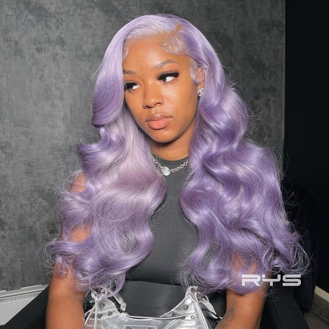 10″ – 40″ Lavender Light Purple Color Body Wave Human Hair Lace Front Wig