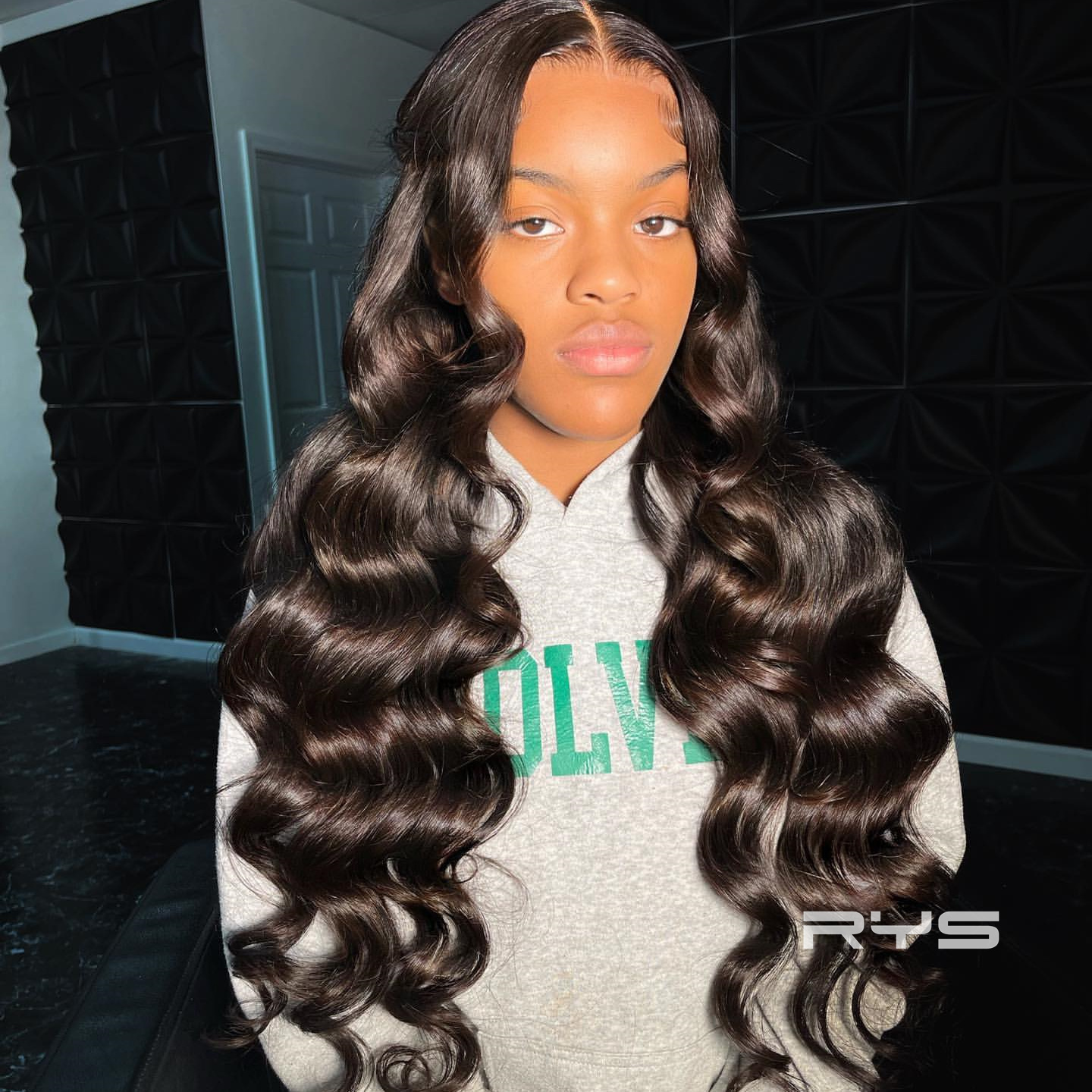 10″ – 40″ Natural Black Color Body Wave Human Hair Lace Front Wig