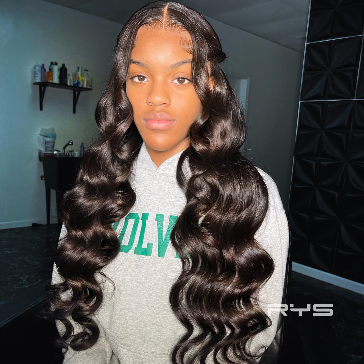 10″ – 40″ Natural Black Color Body Wave Human Hair Lace Front Wig