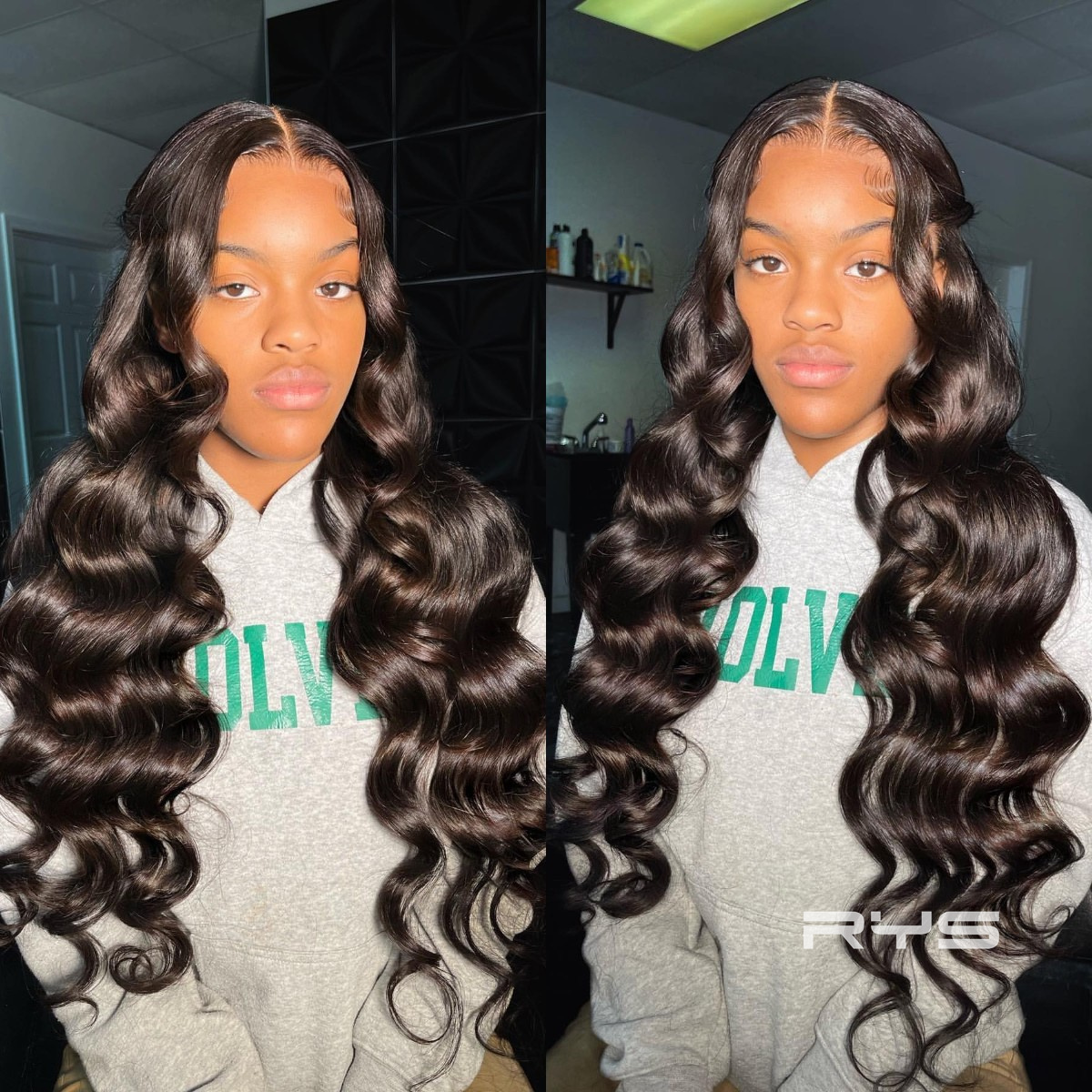 10″ – 40″ Natural Black Color Body Wave Human Hair Lace Front Wig