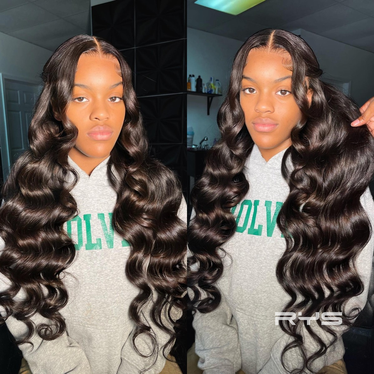 10″ – 40″ Natural Black Color Body Wave Human Hair Lace Front Wig
