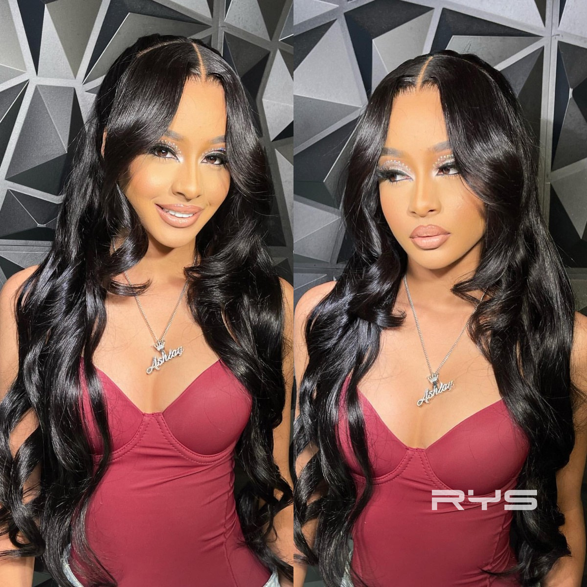 10″ – 40″ Natural Black Color Body Wave Human Hair Lace Front Wig