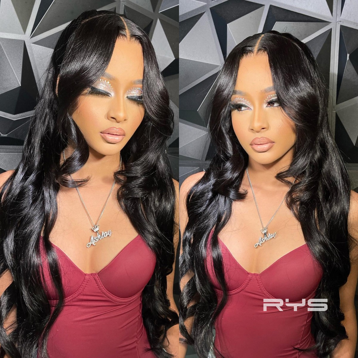 10″ – 40″ Natural Black Color Body Wave Human Hair Lace Front Wig