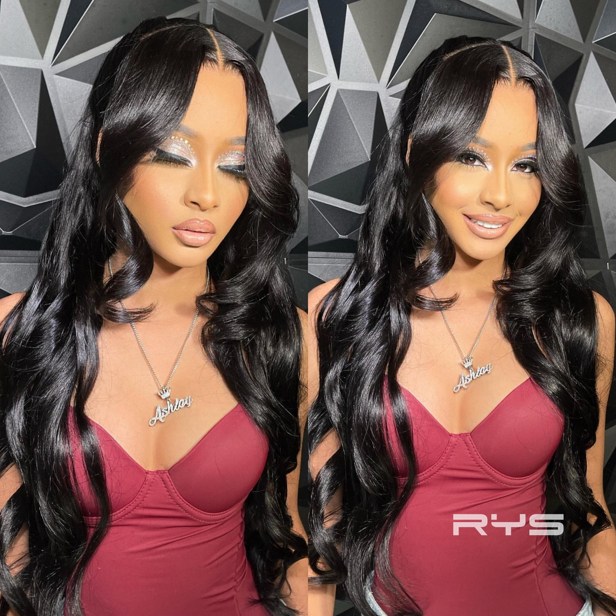 10″ – 40″ Natural Black Color Body Wave Human Hair Lace Front Wig