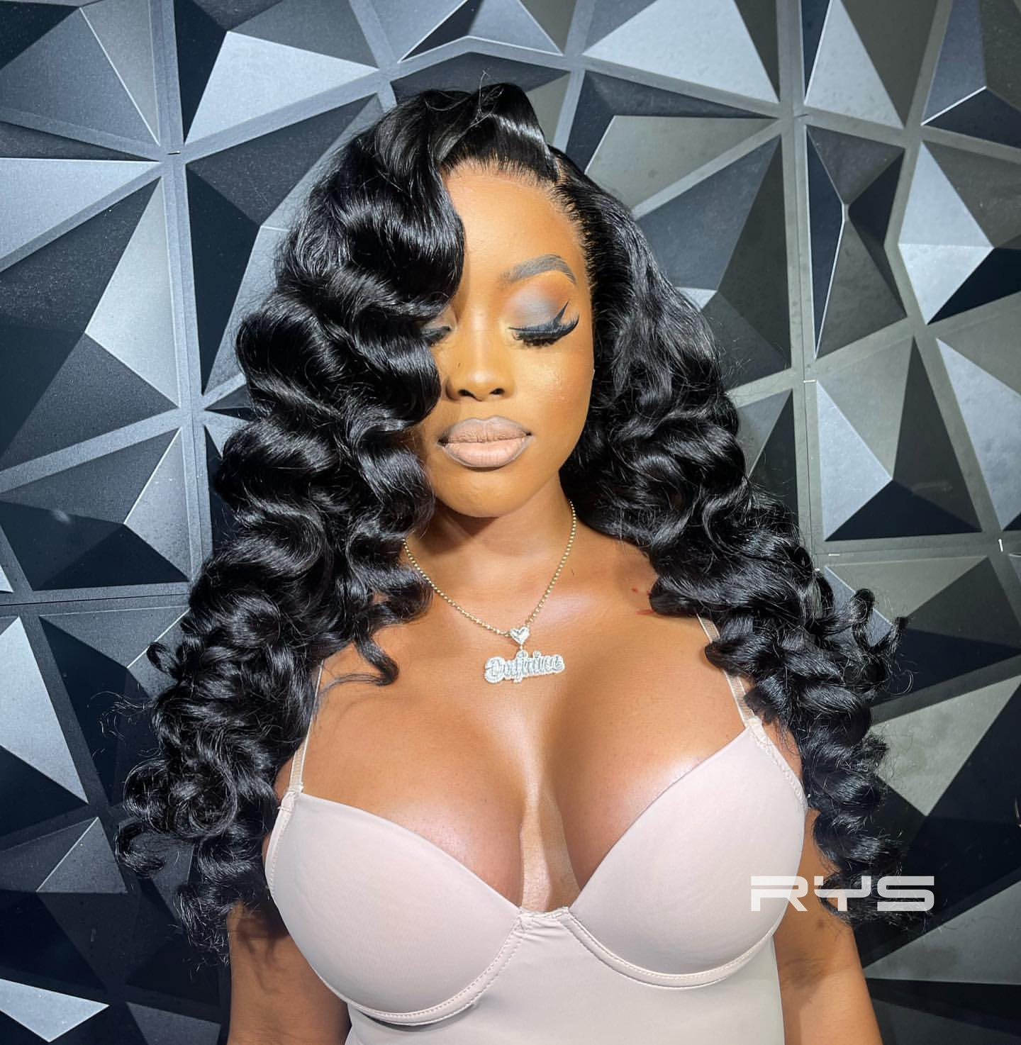 10″ – 40″ Natural Black Color Loose Deep Wave Human Hair Lace Front Wig