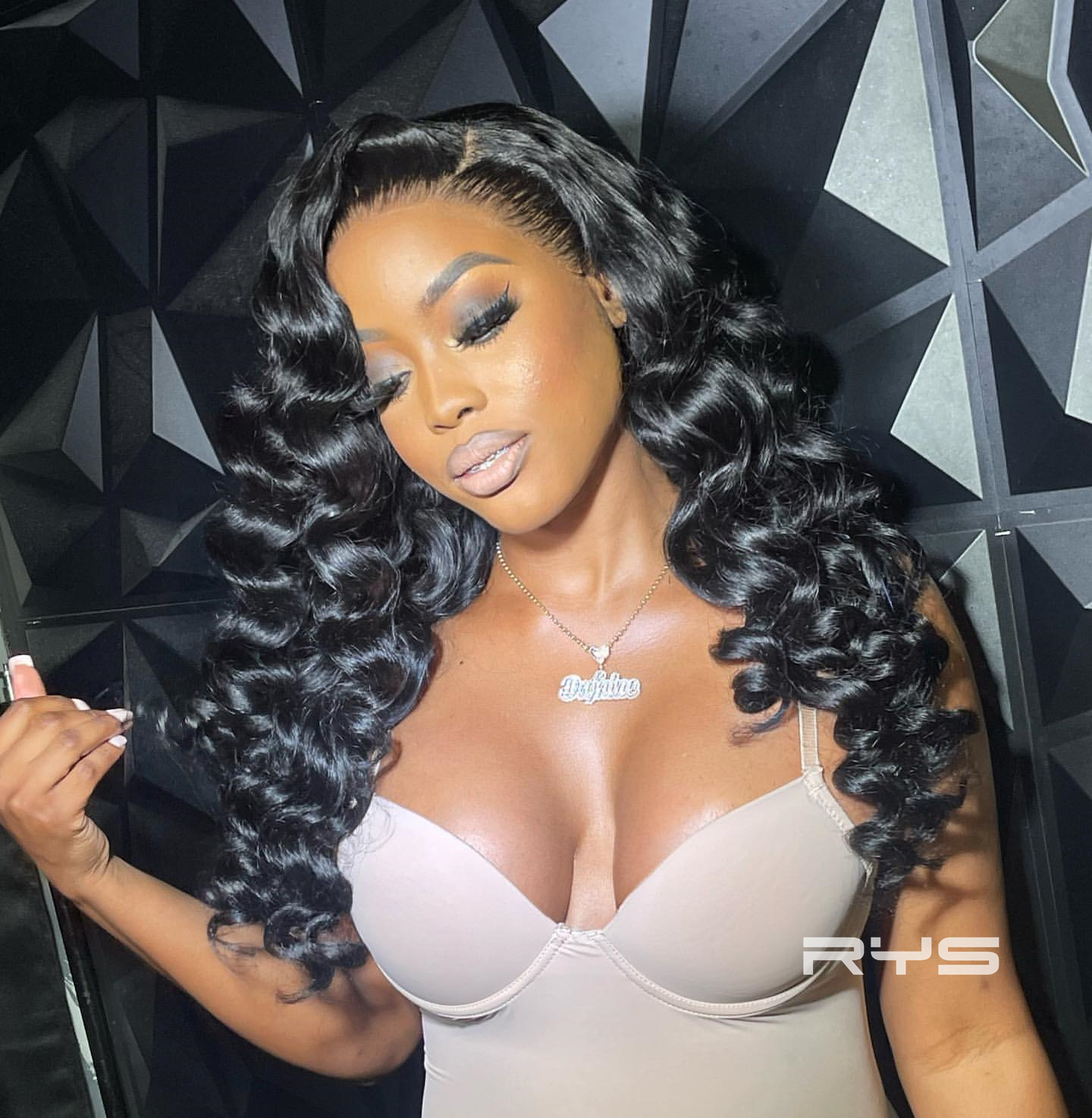 10″ – 40″ Natural Black Color Loose Deep Wave Human Hair Lace Front Wig