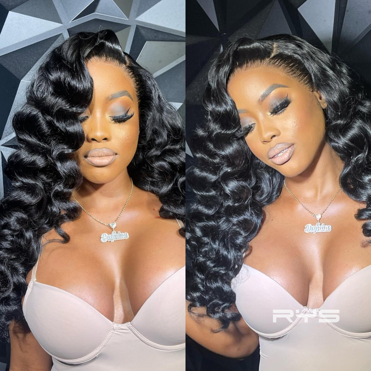 10″ – 40″ Natural Black Color Loose Deep Wave Human Hair Lace Front Wig