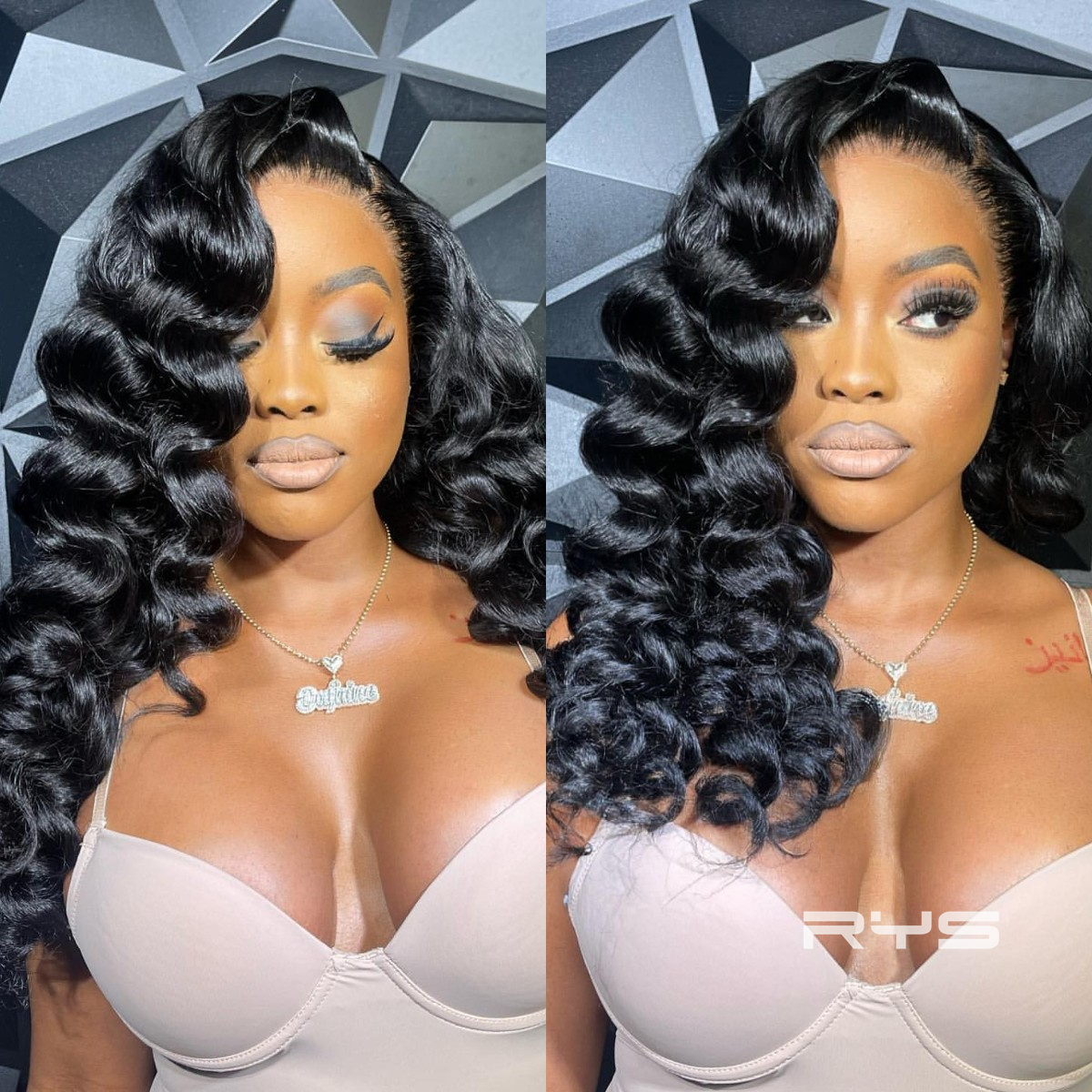 10″ – 40″ Natural Black Color Loose Deep Wave Human Hair Lace Front Wig