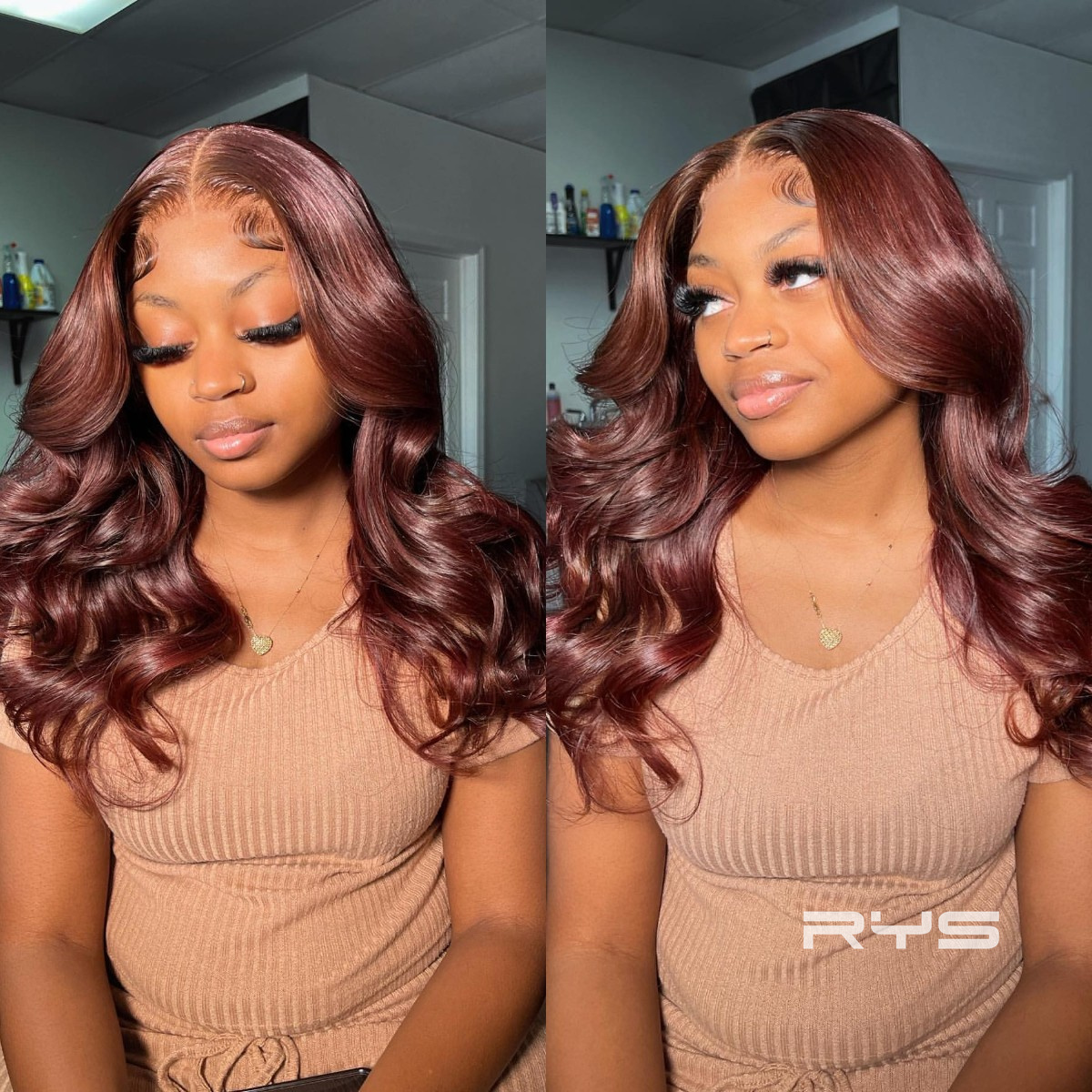 10″ – 40″ #99J & Burgundy Color Body Wave Human Hair Lace Front Wig